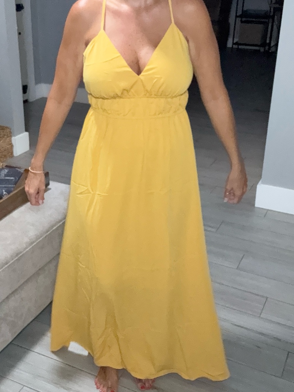 Yellow Spaghetti-Strap Maxi Dress - Unbranded